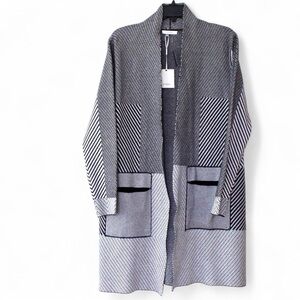 Sioni | long length cardigan chevron